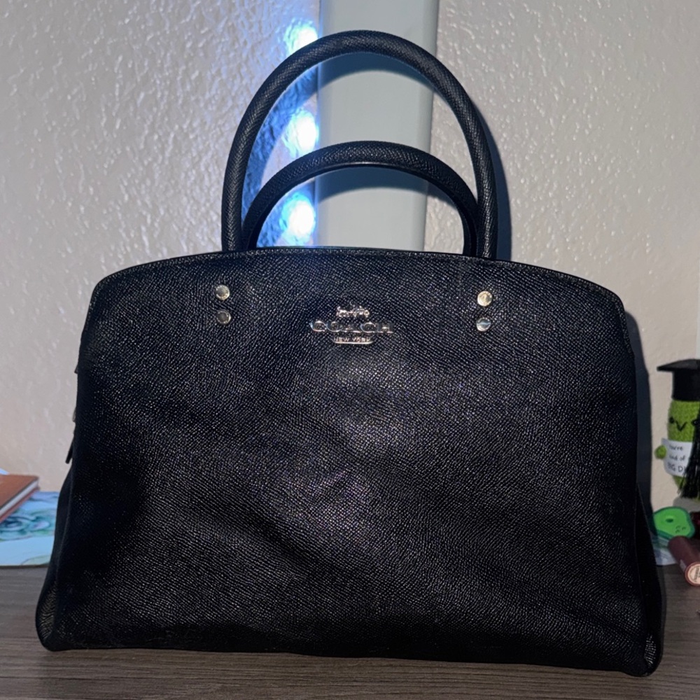 Coach Black Pebbled Leather Satchel – Gold Hardware – Excellent Condition